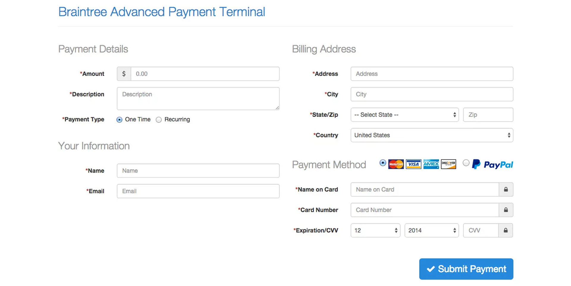 payment gateway braintree checkout page
