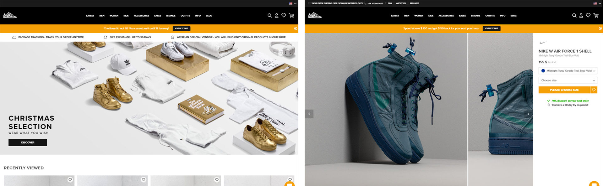 footshop website design screenshot